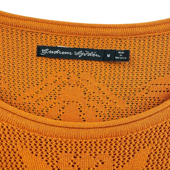 Gudrun Sjödén Orange Open Antique Floral Print Organic Cotton Knit Tunic Top - Picture 9 of 11